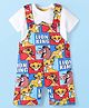 Babyhug Disney Cotton Knit  Half Sleeves T-shirt and Terry Dungaree Set with Lion King Graphics - Multicolour