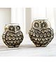 BEHOMA Metal Pair of Owls with Votives for Good Luck and Love, Set of 2