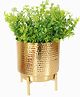 BEHOMA Hammered Metal Indoor Planter, Large, Gold, for Home Decor
