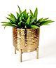BEHOMA Hammered Metal Indoor Planter, Small, Gold, for Home Decor
