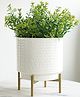 Behoma Hammered Metal Indoor Planter for Table Top and Floor, Large, White Colour