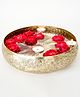 Behoma Roop Urli Bowl for Home Decor, Metal Embossed Round Tray, Matte Golden Finish