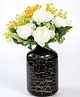 Behoma Metal Bud Bottle Flower Vase, Black Crackled (Flower not Included)