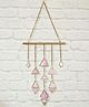 Behoma Suncatcher Wall Hanging Pink Color Stained Glass with Golden Metal Frame