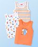 Babyhug 100% Cotton Knit Sleeveless Vests with Striped & Animal Print Pack of 3 - Multicolor
