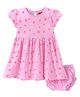 Babyhug Single Jersey Knit Half Sleeves Frock with Floral Print & Bloomer - Pink