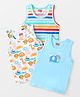 Babyhug 100% Cotton Knit Sleeveless Jungle Safari Printed Sando Pack of 3 - Multicolour