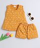Little Angels Sleeveless Bicycle & Torch Printed Top With Shorts -Mustard