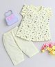 Little Angels Cotton Cap Sleeves Space Theme Printed Coordinating Top & Capri Set - Yellow