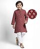 Babyhug Cotton Cambric Full Sleeves Floral Printed Kurta & Pyjama Set - Maroon & White