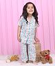Polka Tots Cotton Woven Half Sleeves Unicorn & Ice Cream Printed Striped Night Suit - Multi Colour