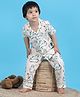 Polka Tots Cotton Woven Half Sleeves Bear Printed Striped Night Suit - Peach