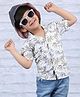 Polka Tots Half Sleeves Leaves Abstract Printed Shirt - Grey