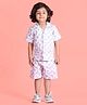 Polka Tots Cotton Half Sleeves Abstract Printed Shirt With Coordinating Shorts Set - Green