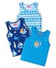 Babyhug 100% Cotton Knit Sleeveless Sandos Sea Theme Print Pack of 3 - Blue