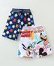 Babyhug Disney Cotton Terry Knit Knee Length Shorts With Micky Mouse & Star Print Pack of 2- Navy & White