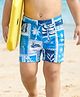 Babyhug Water Repellant Two Way Stretch Swimming Trunk Palm Tree Print - Blue