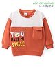 Babyoye 100% Cotton Knit Full Sleeves Drop Shoulder Sweatshirt with Animal Patch & Embroidery - Rust Orange