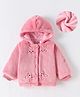 Kookie Kids Full Sleeves Hoodie Jacket with Bear Print- Pink