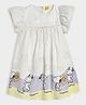 Mi Arcus 100% Cotton Peanuts Featuring Frill Sleeves Snoopy Printed Dress - White