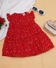 Creative Kids Frill Sleeves Floral Printed Tiered Dress - Red & Pink