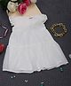 Creative Kids Frill Sleeves Swiss Dots Embroidered Tiered Dress - White