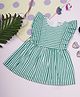 Creative Kids Cap Sleeves Striped Dress - Green & White
