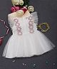 Creative Kids Frill Sleeves Floral Applique Embellished Dress - White