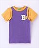 UCB Cotton Knit Half Sleeves Overlap T-Shirt Ball Embroidery - Purple