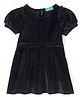 UCB Half Sleeves Velvet Frock Solid Colour - Black