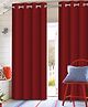 Saral Home Maroon Decorative Waffle Design Cotton Yarn Eyelet Door & Windows Curtain - ( Set of 2, 4x7 Feet )
