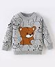 Kookie Kids Full Sleeves Pullover Sweater with Teddy Bear Design - Grey