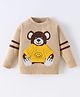 Kookie Kids Full Sleeves Pullover Sweater With Bear Design - Beige