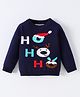 Kookie Kids Full Sleeves Pullover Sweater With Christmas Theme - Navy Blue