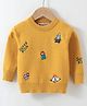 Kookie Kids Knit Full Sleeves Pullover Sweater with Text Design - Mustard