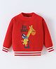 Kookie Kids Full Sleeves Pullover Sweater with Giraffe  Design - Red