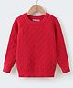 Kookie Kids Knit Full Sleeves Pullover Sweater with Cable Knit Design - Red