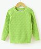 Kookie Kids Knit Full Sleeves Pullover Sweater with Cable Knit Design - Green