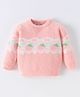 Kookie Kids Full Sleeves Pullover Sweater with Strawberry Design - Pink