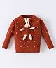 Kookie Kids Full Sleeves Pullover Sweater with Teddy Applique - Maroon