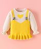 Kookie Kids Full Sleeves Pullover Sweater with Heart Design & Frill Detailing -Yellow