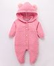 Kookie Kids Full Sleeves Hooded Winter Wear Romper with Ears Applique - Pink