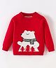 Kookie Kids Full Sleeves Pullover Sweater With Bear Design - Red