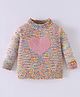 Kookie Kids Full Sleeves Pullover Sweater with Heart Embroidery - Multicolour
