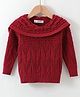 Kookie Kids Full Sleeves Pullover Sweater with Cable Knit Design - Red