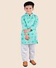 Junitos Full Sleeves Floral Printed Kurta With Pyjama Set - Green