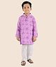 Junitos Full Sleeves Floral Printed Kurta With Pyjama Set - Purple