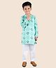Junitos Full Sleeves Bandhej Design Kurta With Pyjama Set - Green