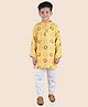 Junitos Full Sleeves Bandhej Design Kurta With Pyjama Set - Yellow