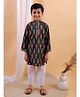 Junitos  Full Sleeves Ethnic Motif Printed Kurta & Pyjama Set - Green